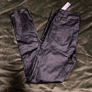 Black slick pants